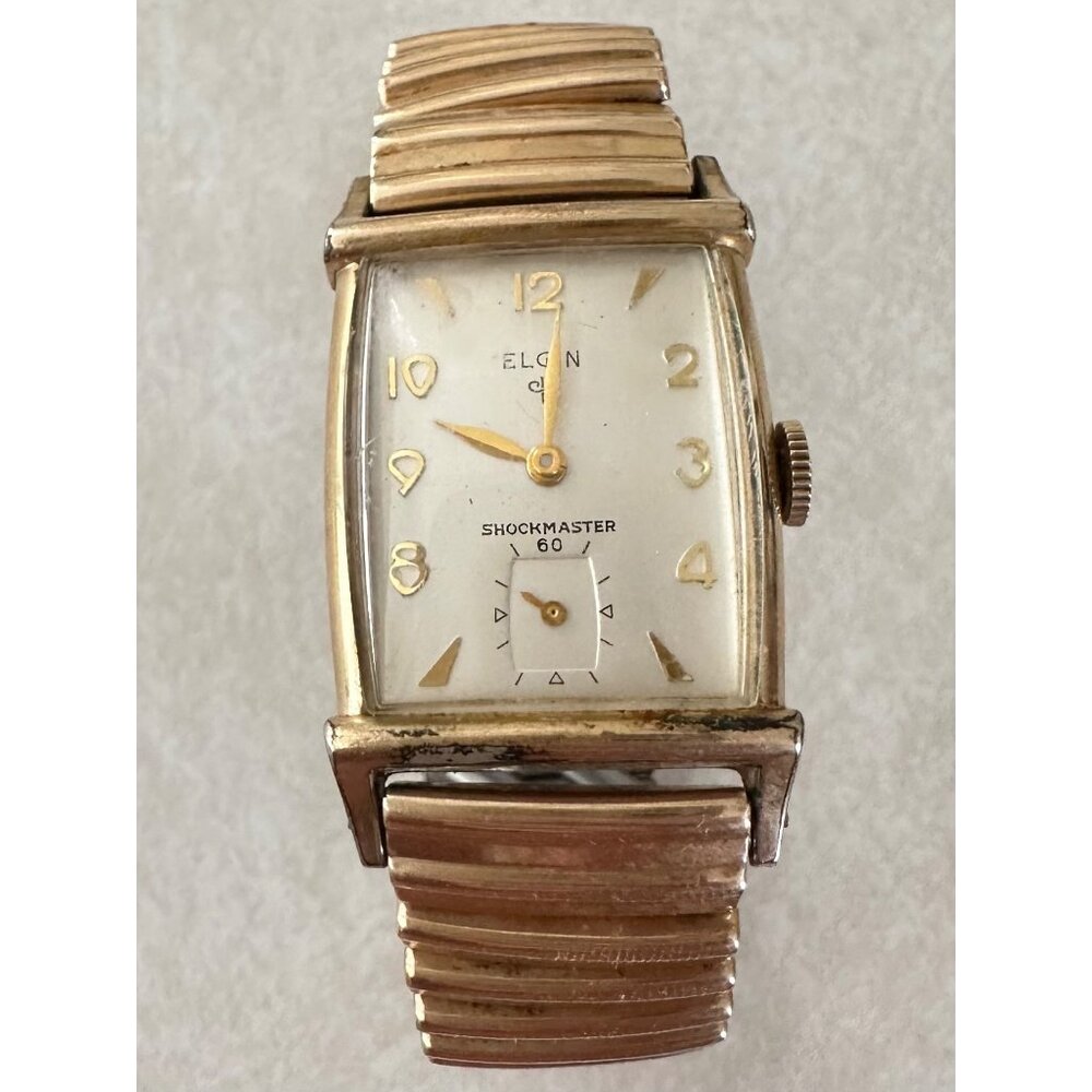 Elgin Shockmaster 60 manual vintage 10kt rolled gold plated tank wrist watch